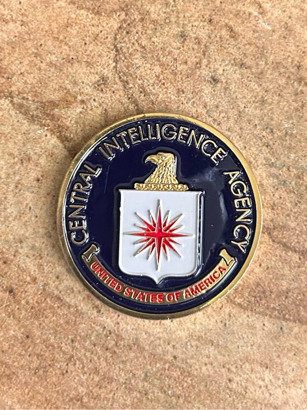 Central Intelligence Agency Enamel Challenge Coin - Navy, Gold & White